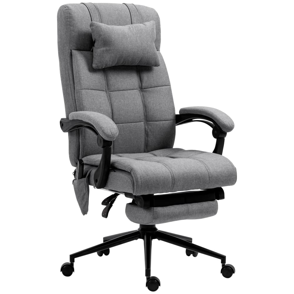 Fauteuil de bureau Vinsetto avec dossier inclinable, repose-pieds et tissu gris