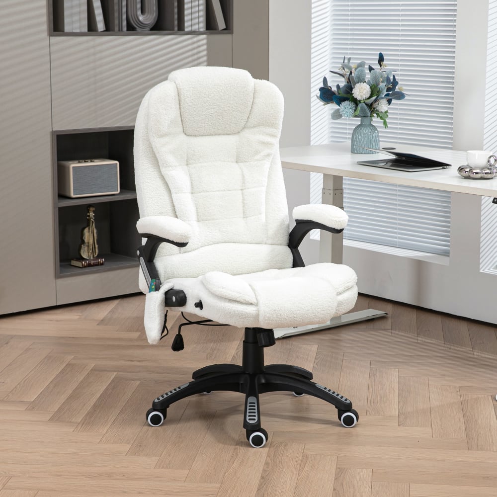 Fauteuil de bureau Vinsetto blanc pivotant avec dossier inclinable et télécommande filaire — vue 3