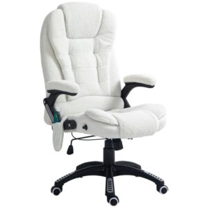 Fauteuil de bureau Vinsetto blanc pivotant avec dossier inclinable et télécommande filaire