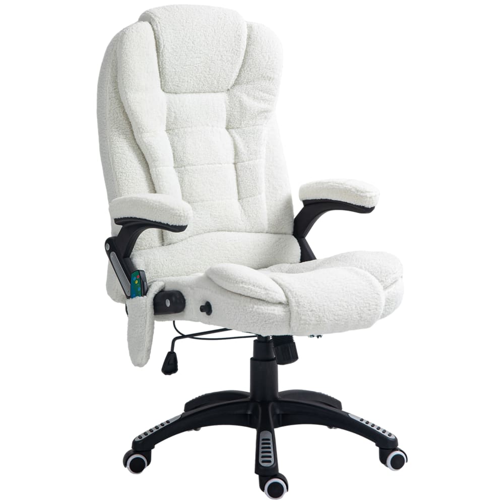 Fauteuil de bureau Vinsetto blanc pivotant avec dossier inclinable et télécommande filaire
