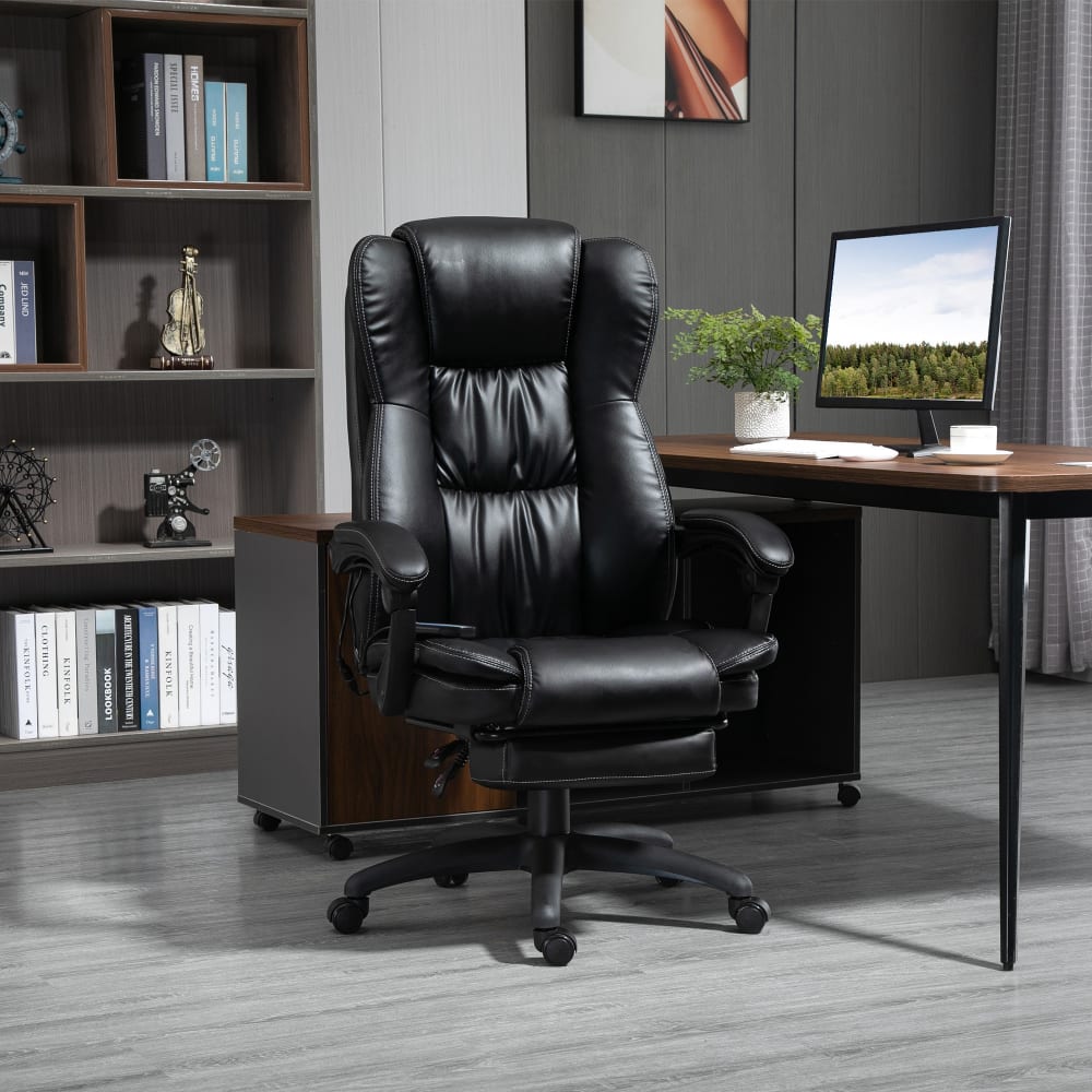 Fauteuil de bureau massant Vinsetto noir avec repose-pieds rétractable et dossier inclinable — vue 3