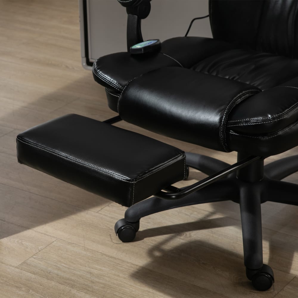 Fauteuil de bureau massant Vinsetto noir avec repose-pieds rétractable et dossier inclinable — vue 6
