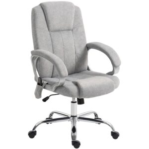 Fauteuil de bureau massant Homcom en velours gris avec accoudoirs et dossier haut