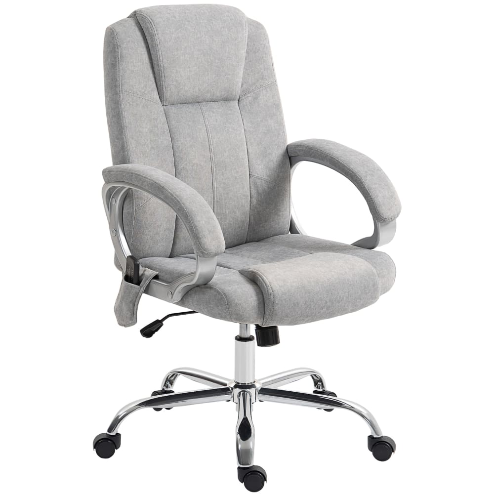 Fauteuil de bureau massant Homcom en velours gris avec accoudoirs et dossier haut