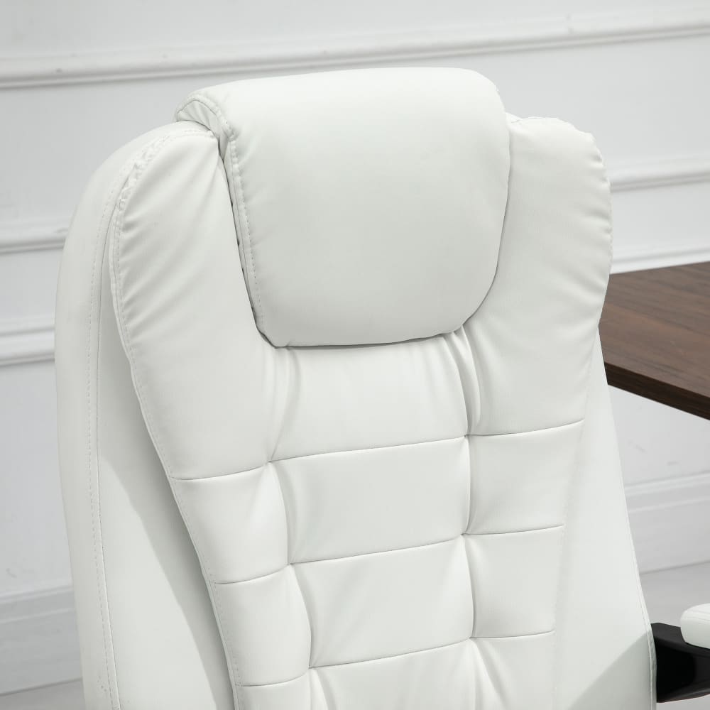 Fauteuil de bureau massant Vinsetto blanc avec repose-pieds rétractable et dossier inclinable — vue 10