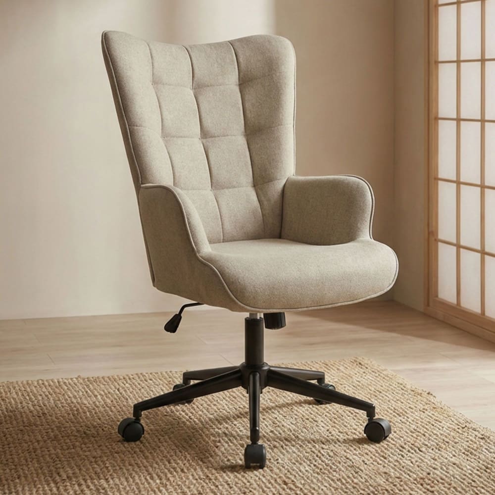 Fauteuil de bureau Menzzo Florelo taupe clair à dossier haut en tissu — vue 2