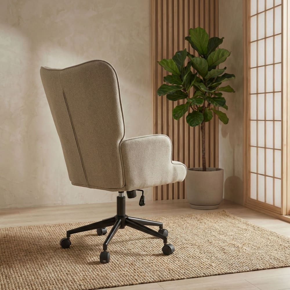 Fauteuil de bureau Menzzo Florelo taupe clair à dossier haut en tissu — vue 4