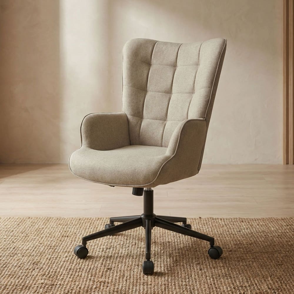 Fauteuil de bureau Menzzo Florelo taupe clair à dossier haut en tissu — vue 6