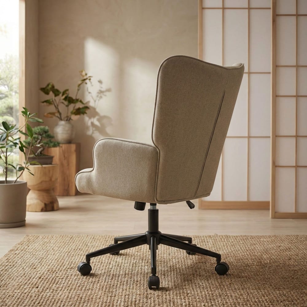 Fauteuil de bureau Menzzo Florelo taupe clair à dossier haut en tissu — vue 8