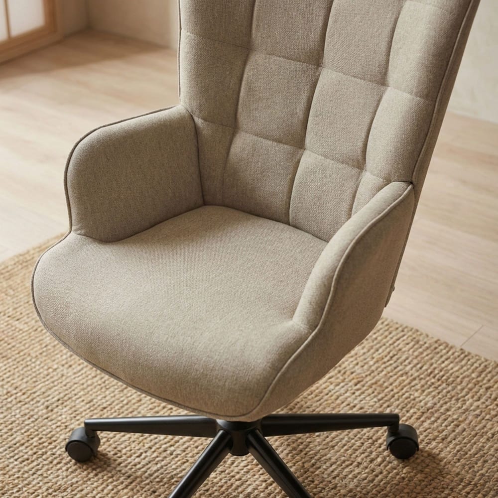 Fauteuil de bureau Menzzo Florelo taupe clair à dossier haut en tissu — vue 9