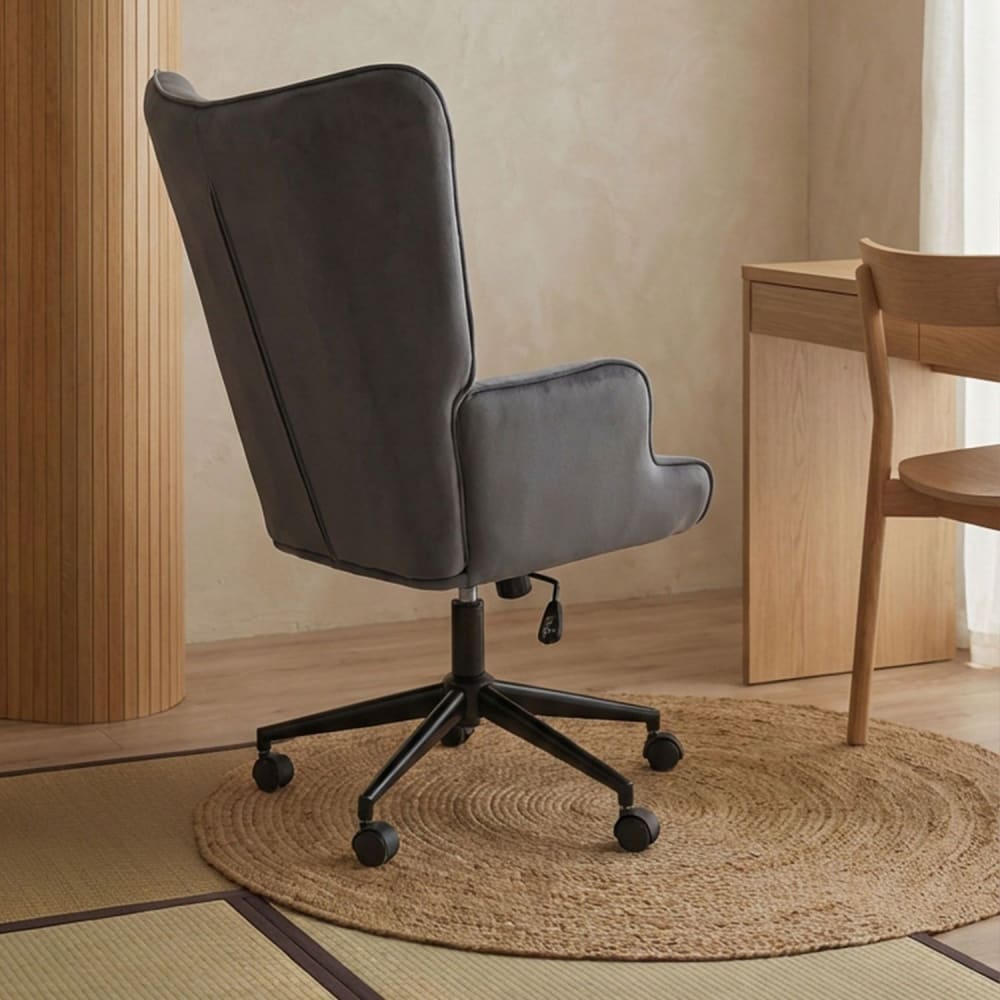 Fauteuil de bureau Menzzo Florelo en velours gris avec dossier haut — vue 4