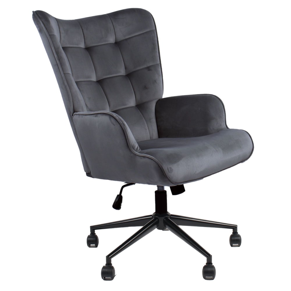 Fauteuil de bureau Menzzo Florelo en velours gris avec dossier haut — vue 8