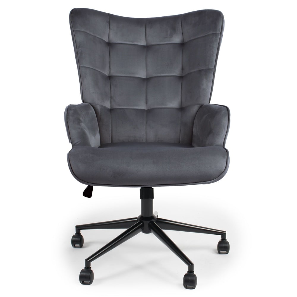 Fauteuil de bureau Menzzo Florelo en velours gris avec dossier haut