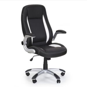 Fauteuil de bureau MSO noir et blanc avec assise noire et structure en acier
