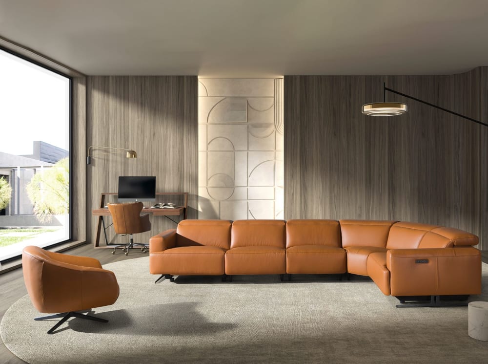 Fauteuil de bureau Angel Cerda 4166 en cuir marron foncé avec accoudoirs — vue 3
