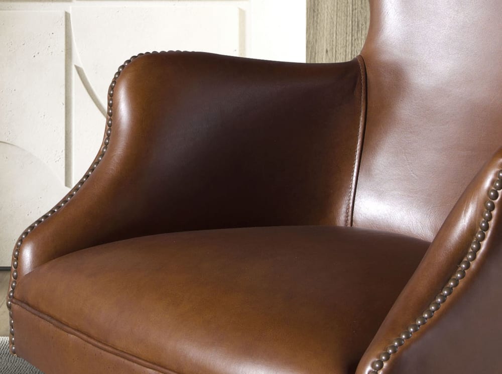 Fauteuil de bureau Angel Cerda 4166 en cuir marron foncé avec accoudoirs — vue 4