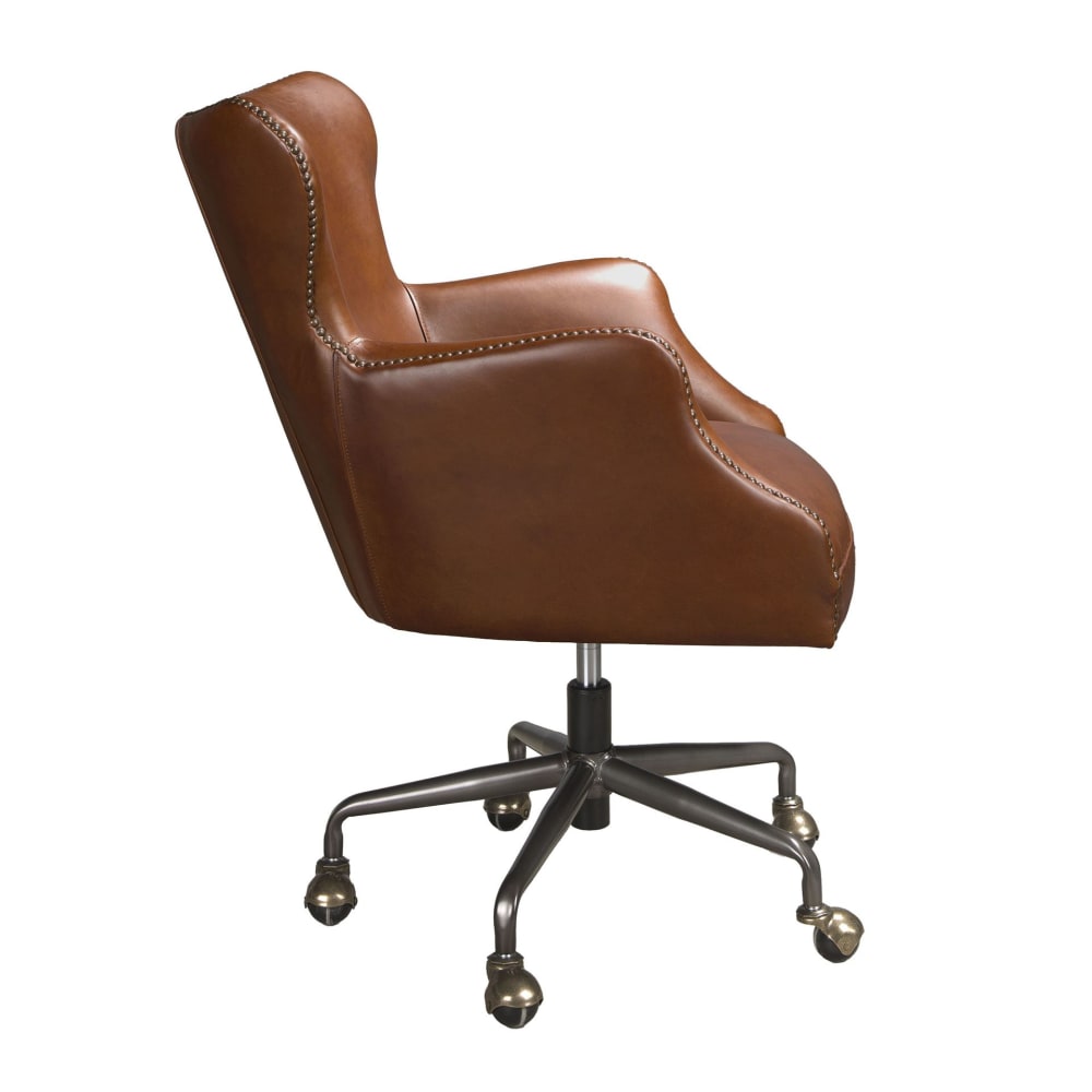 Fauteuil de bureau Angel Cerda 4166 en cuir marron foncé avec accoudoirs — vue 6