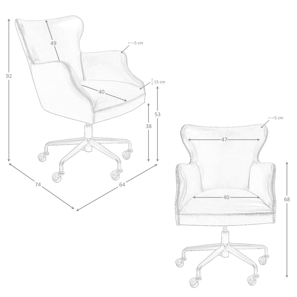 Fauteuil de bureau Angel Cerda 4166 en cuir marron foncé avec accoudoirs — vue 7