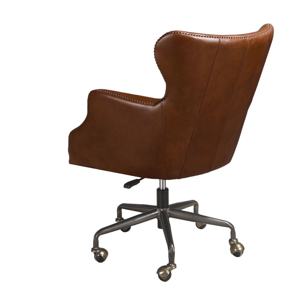 Fauteuil de bureau Angel Cerda 4166 en cuir marron foncé avec accoudoirs — vue 8