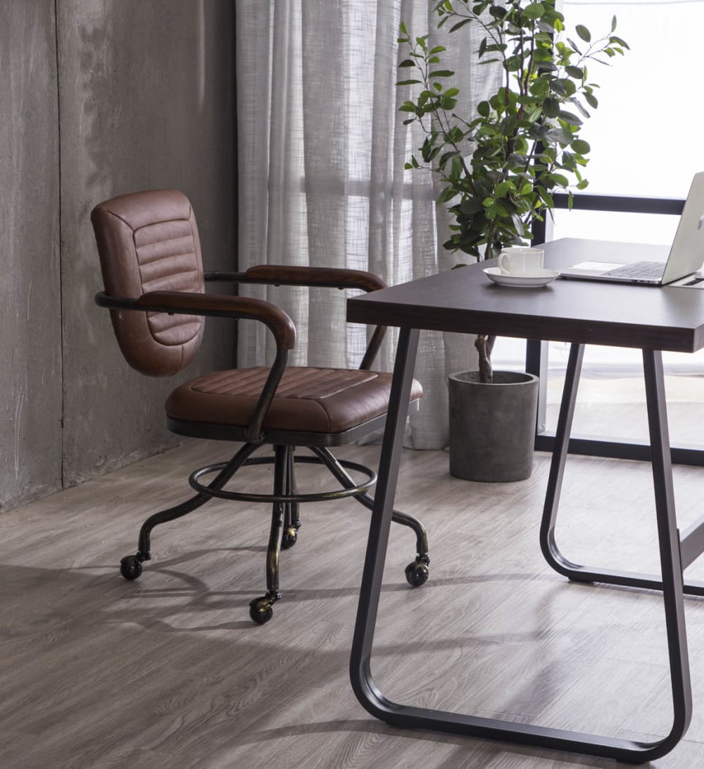 Fauteuil de bureau MOYCOR noir et marron avec accoudoirs rembourrés — vue 2