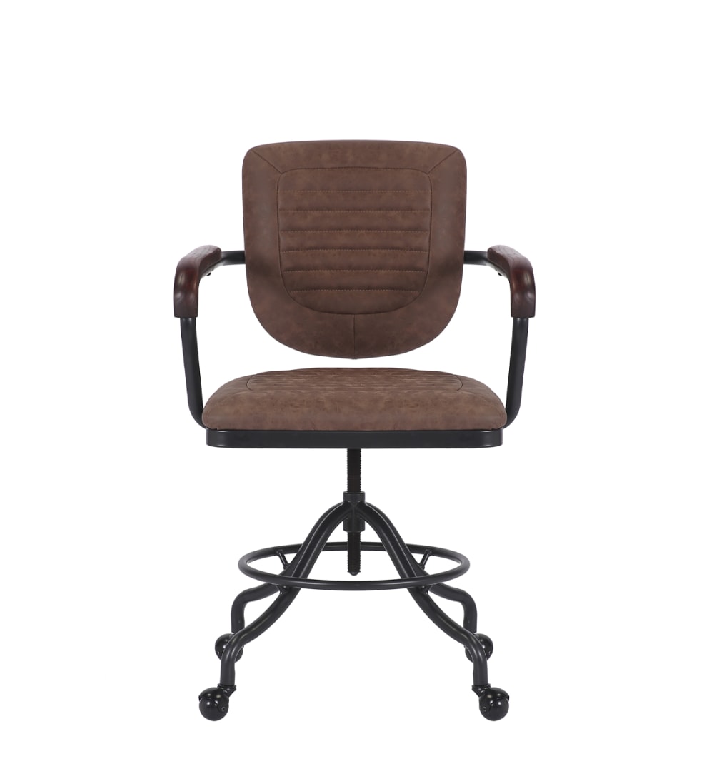 Fauteuil de bureau MOYCOR noir et marron avec accoudoirs rembourrés — vue 3
