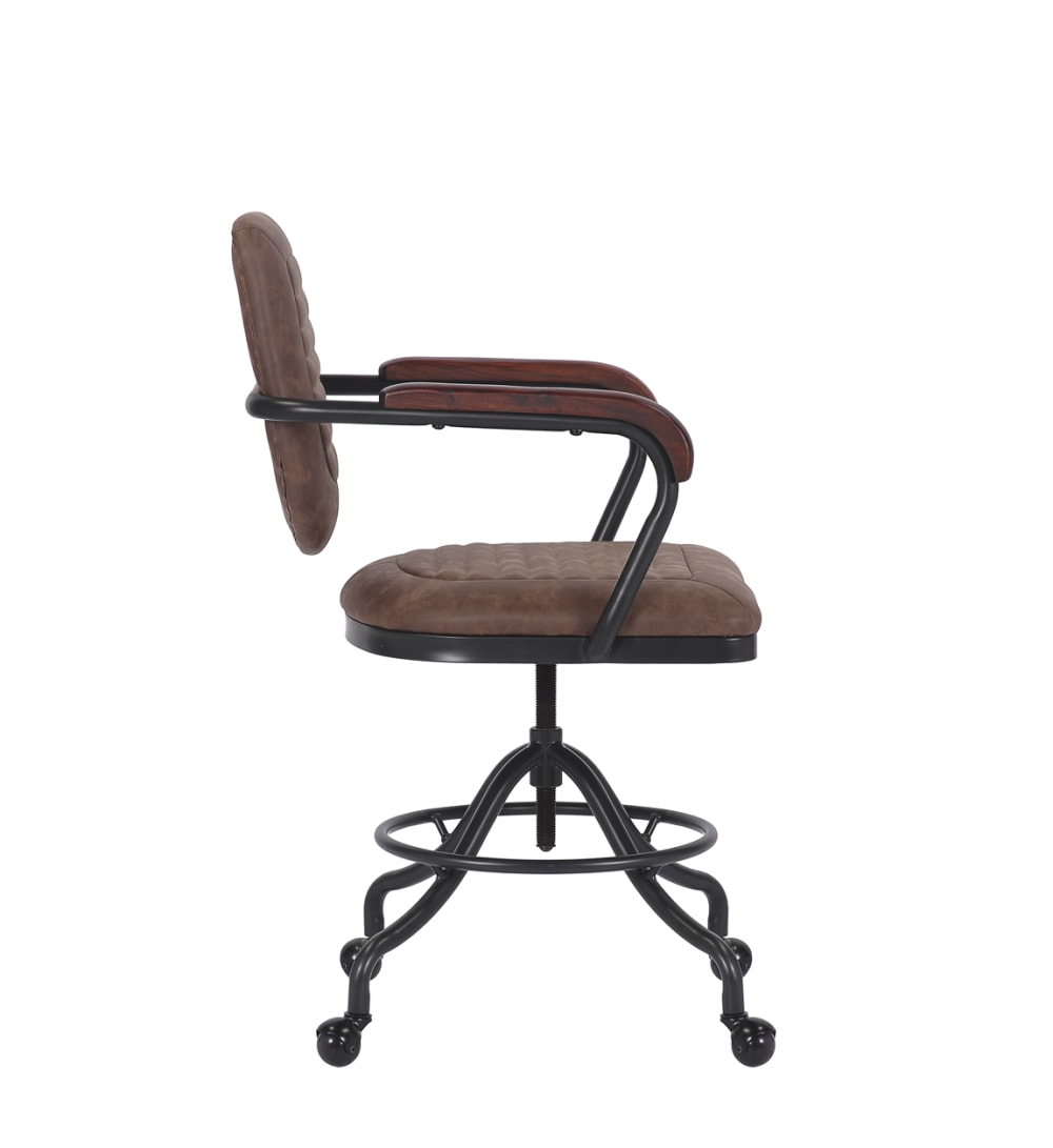 Fauteuil de bureau MOYCOR noir et marron avec accoudoirs rembourrés — vue 4