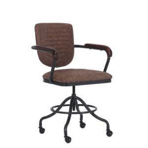 Fauteuil de bureau MOYCOR noir et marron avec accoudoirs rembourrés