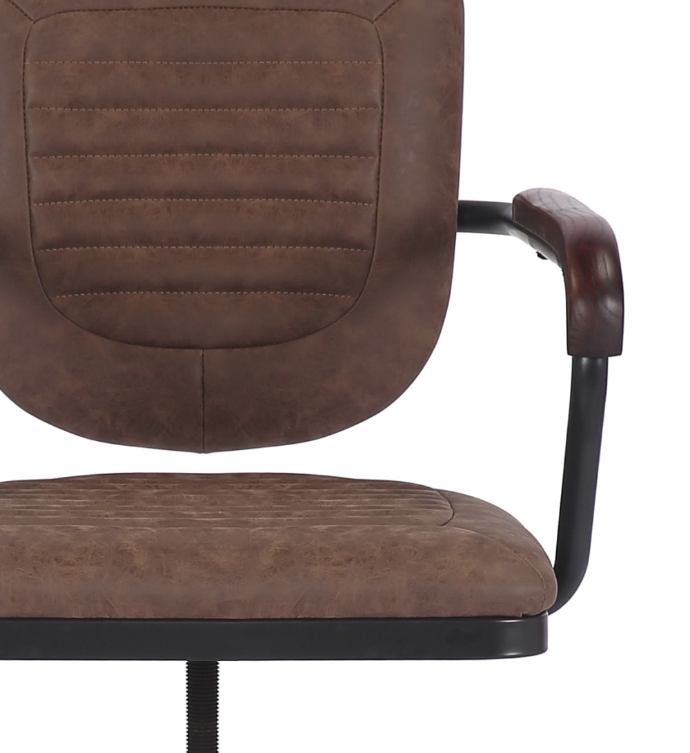 Fauteuil de bureau MOYCOR noir et marron avec accoudoirs rembourrés — vue 6