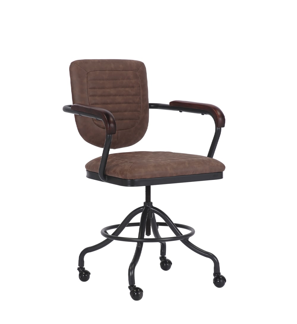 Fauteuil de bureau MOYCOR noir et marron avec accoudoirs rembourrés