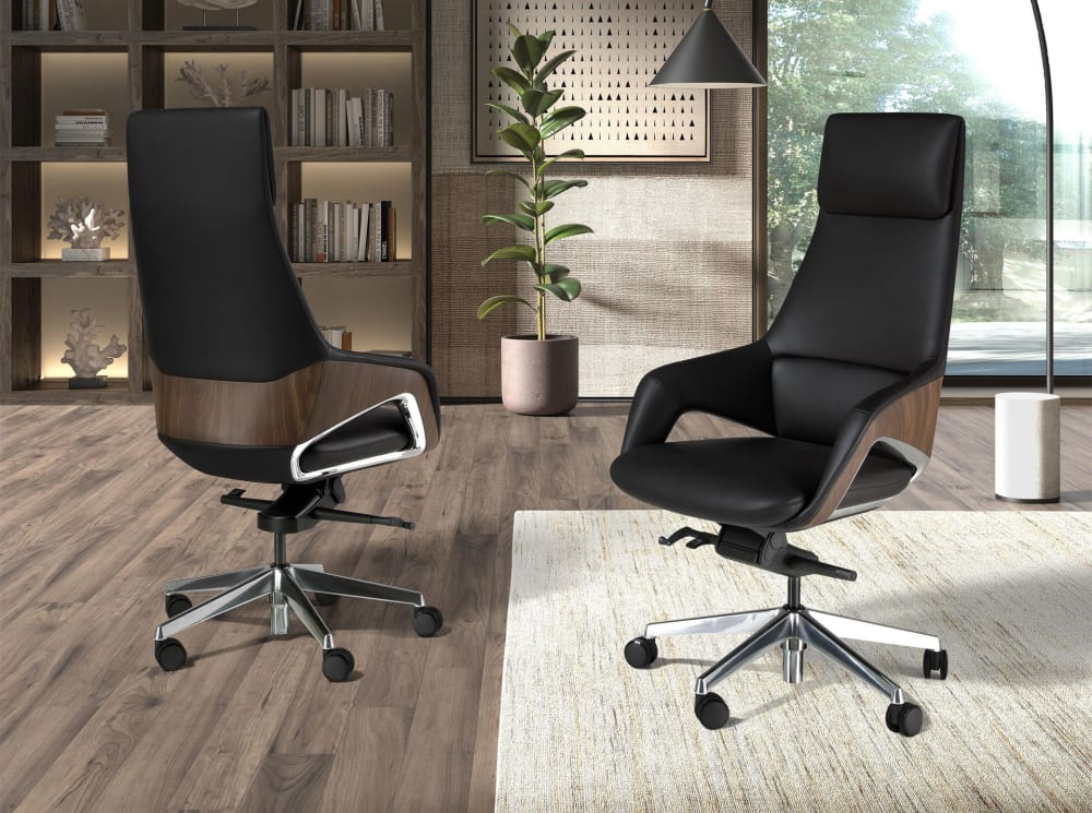 Fauteuil Angel Cerda 4210 noir avec accoudoirs, roulettes et dossier rembourré — vue 2