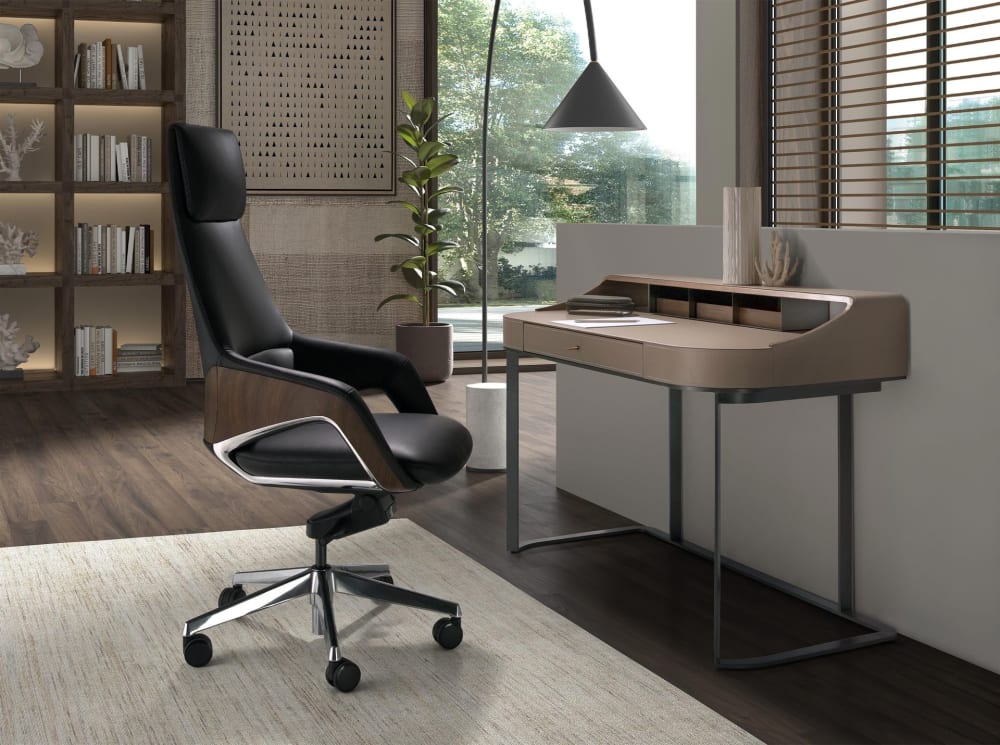 Fauteuil Angel Cerda 4210 noir avec accoudoirs, roulettes et dossier rembourré — vue 3