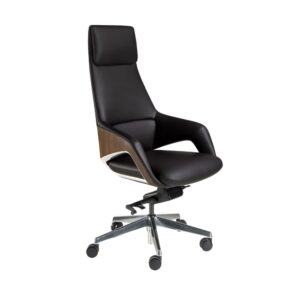 Fauteuil Angel Cerda 4210 noir avec accoudoirs, roulettes et dossier rembourré