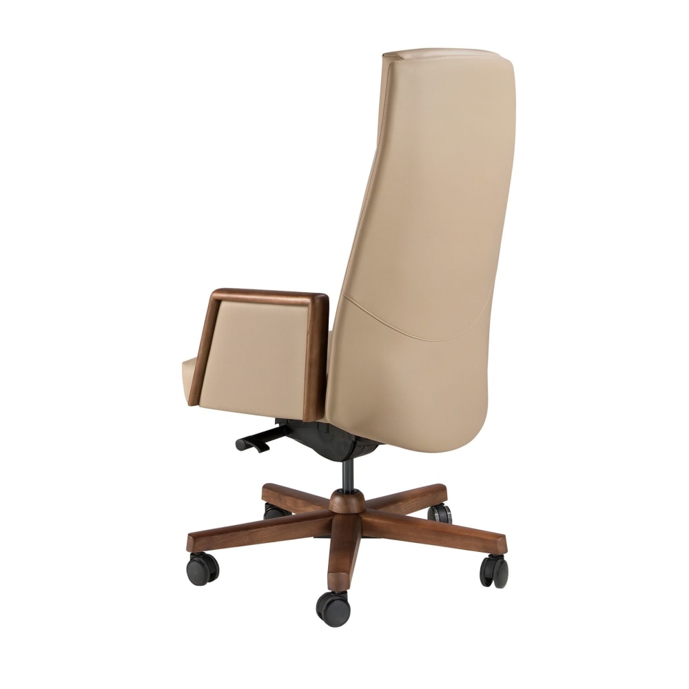 Fauteuil de bureau Angel Cerda 4213 en similicuir vison et bois noyer — vue 6