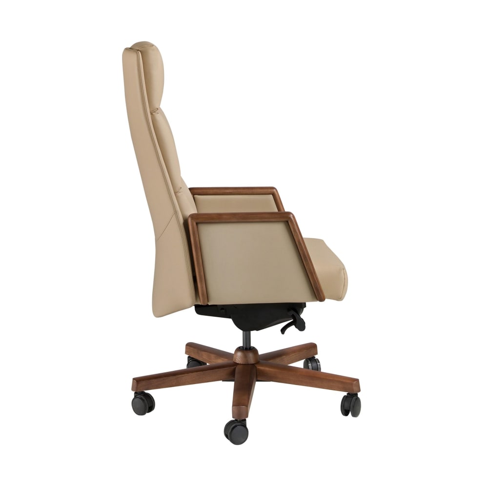 Fauteuil de bureau Angel Cerda 4213 en similicuir vison et bois noyer — vue 8