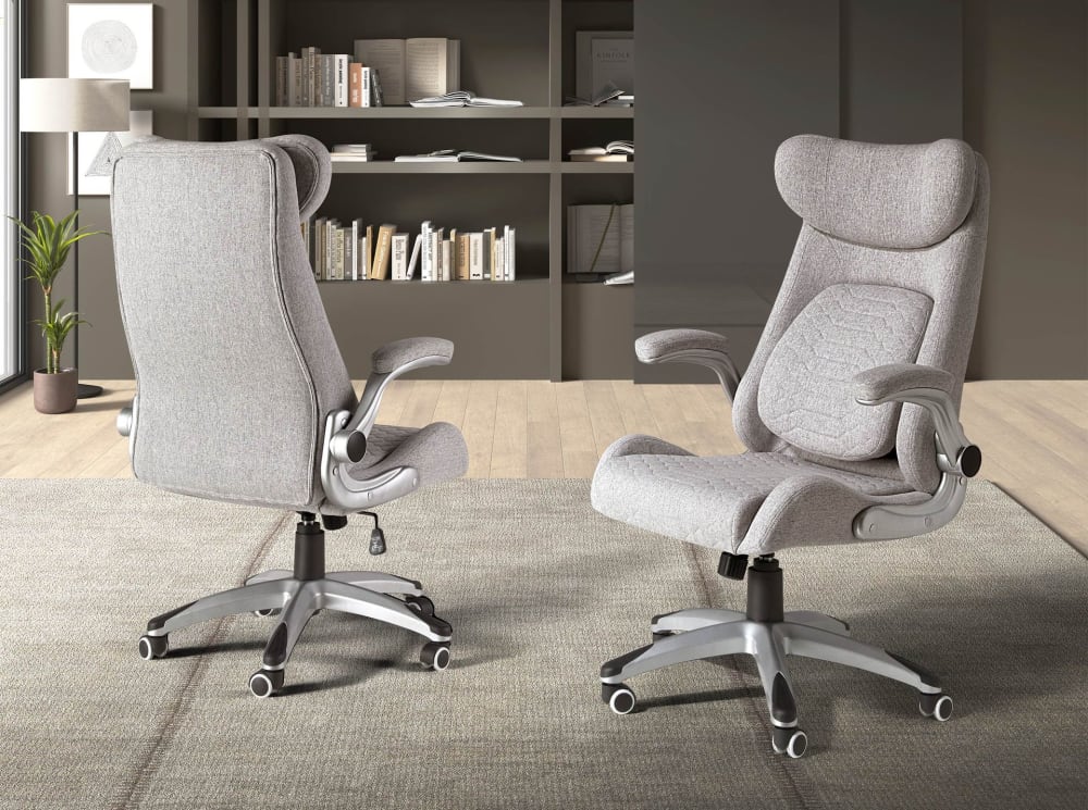 Fauteuil de bureau Angel Cerda 4224 gris avec assise en tissu et roulettes — vue 2