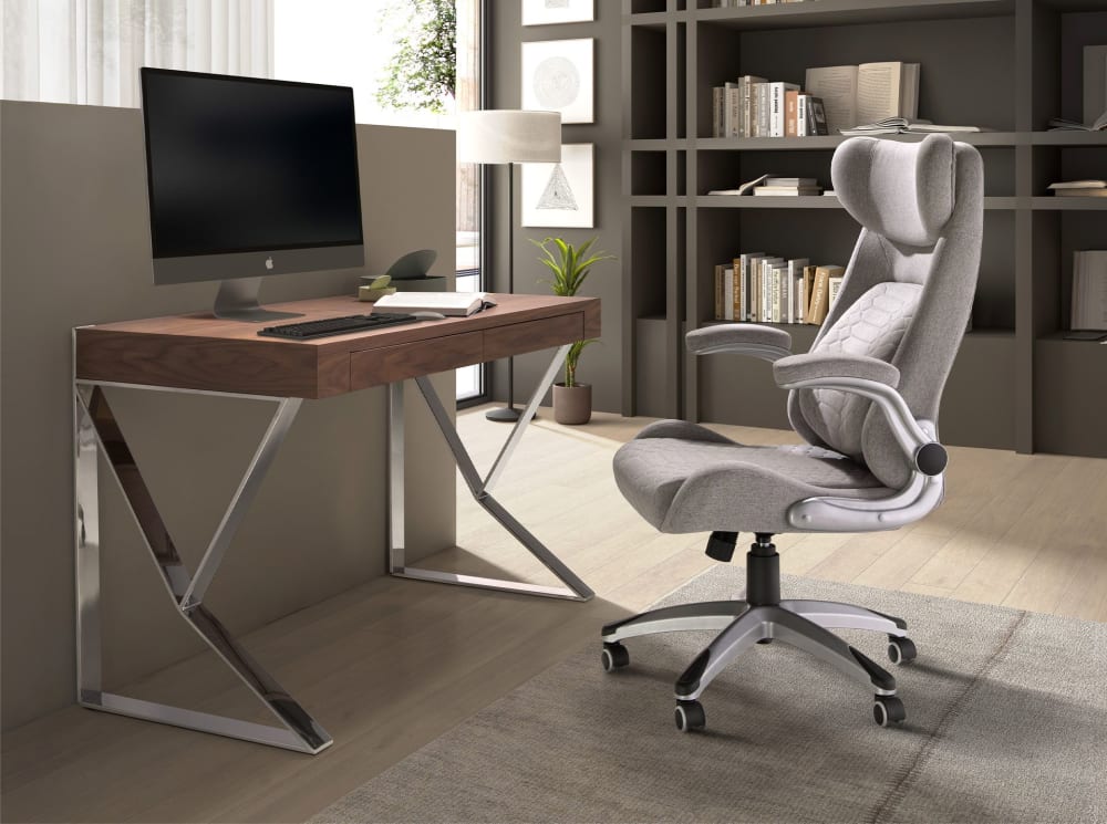 Fauteuil de bureau Angel Cerda 4224 gris avec assise en tissu et roulettes — vue 3