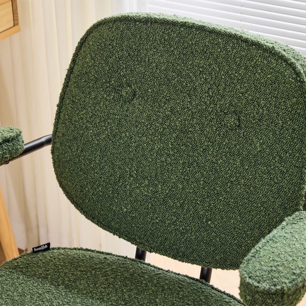 Fauteuil de bureau Ann vert en tissu bouclé avec piètement à roulettes — vue 5