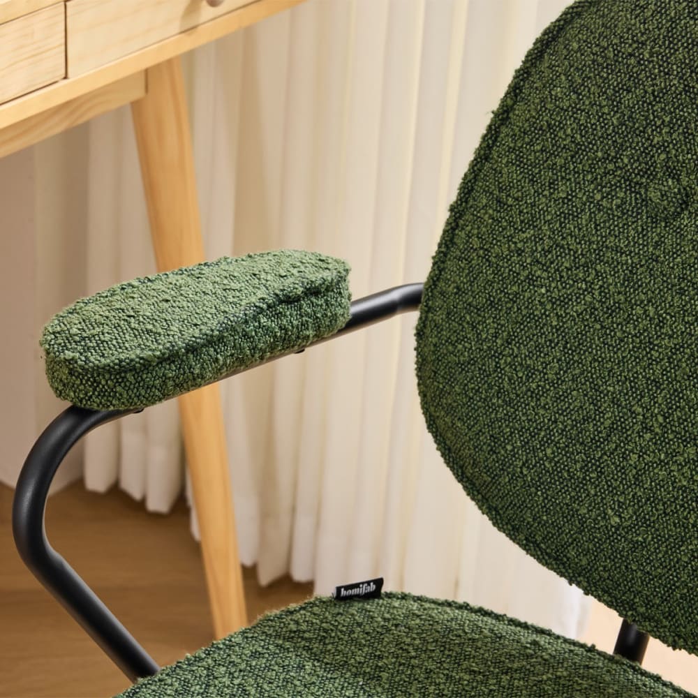 Fauteuil de bureau Ann vert en tissu bouclé avec piètement à roulettes — vue 6