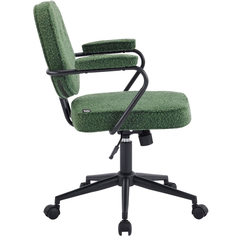 Fauteuil de bureau Ann vert en tissu bouclé avec piètement à roulettes — vue 8