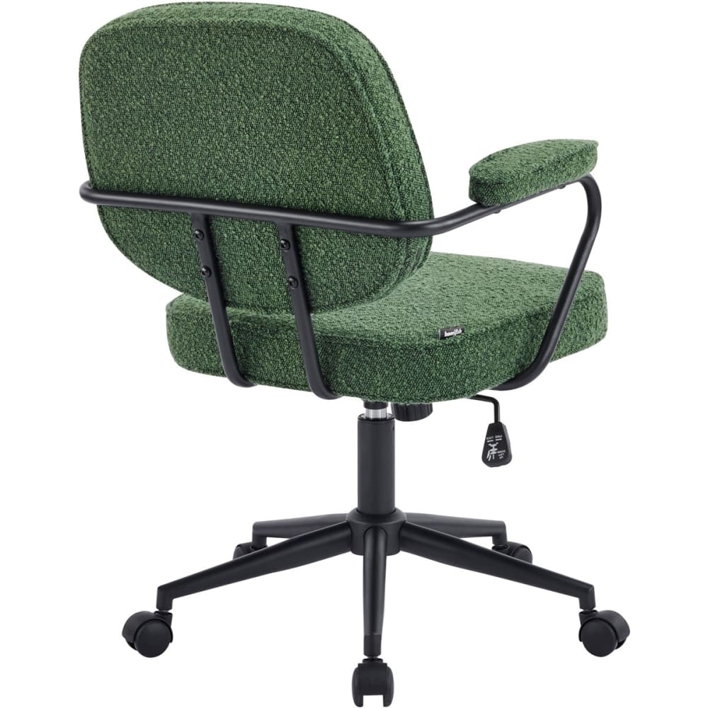 Fauteuil de bureau Ann vert en tissu bouclé avec piètement à roulettes — vue 9