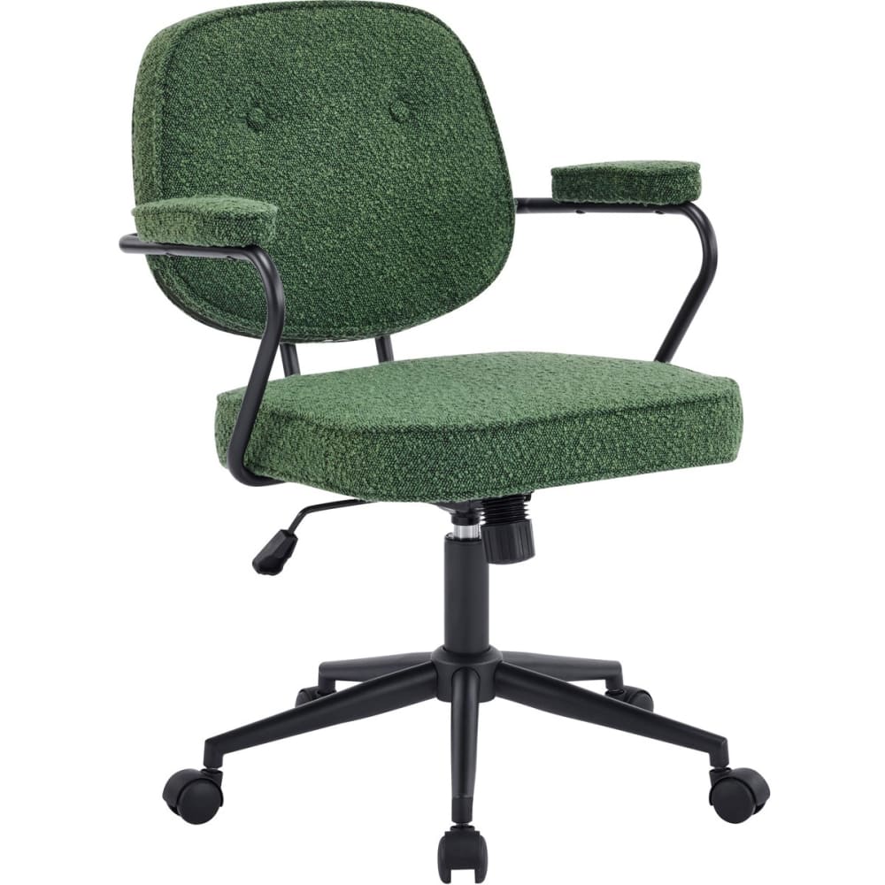 Fauteuil de bureau Ann vert en tissu bouclé avec piètement à roulettes — vue 10