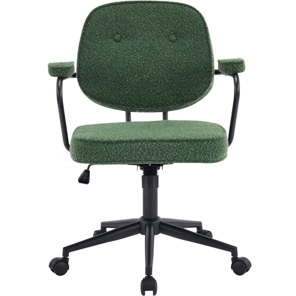 Fauteuil de bureau Ann vert en tissu bouclé avec piètement à roulettes
