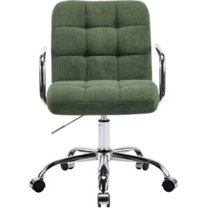 Fauteuil de bureau Homifab Nolan en velours côtelé kaki, pivotant et réglable.