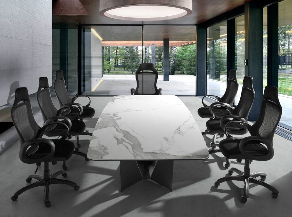 Fauteuil de bureau Angel Cerda 4074 en tissu noir avec accoudoirs et roulettes — vue 3