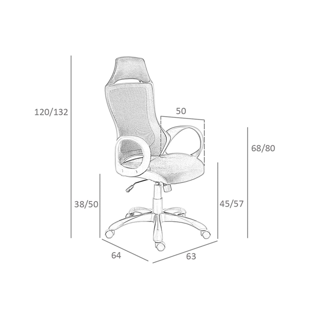 Fauteuil de bureau Angel Cerda 4074 en tissu noir avec accoudoirs et roulettes — vue 7