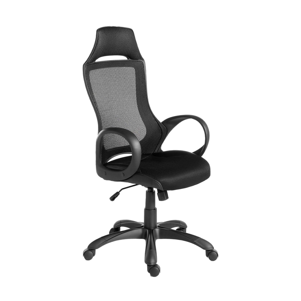Fauteuil de bureau Angel Cerda 4074 en tissu noir avec accoudoirs et roulettes
