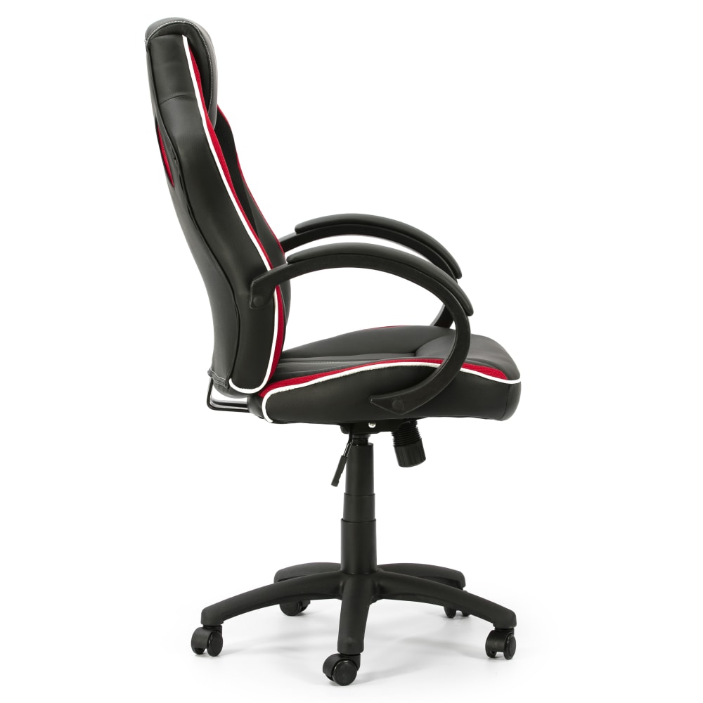 Fauteuil de bureau HOMN noir et rouge, réglable, inclinable et tapissé en similicuir — vue 4