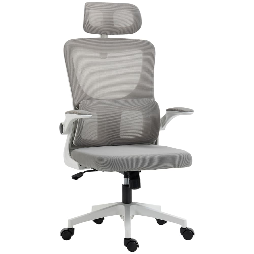 Fauteuil de bureau Vinsetto gris et blanc avec dossier en maille