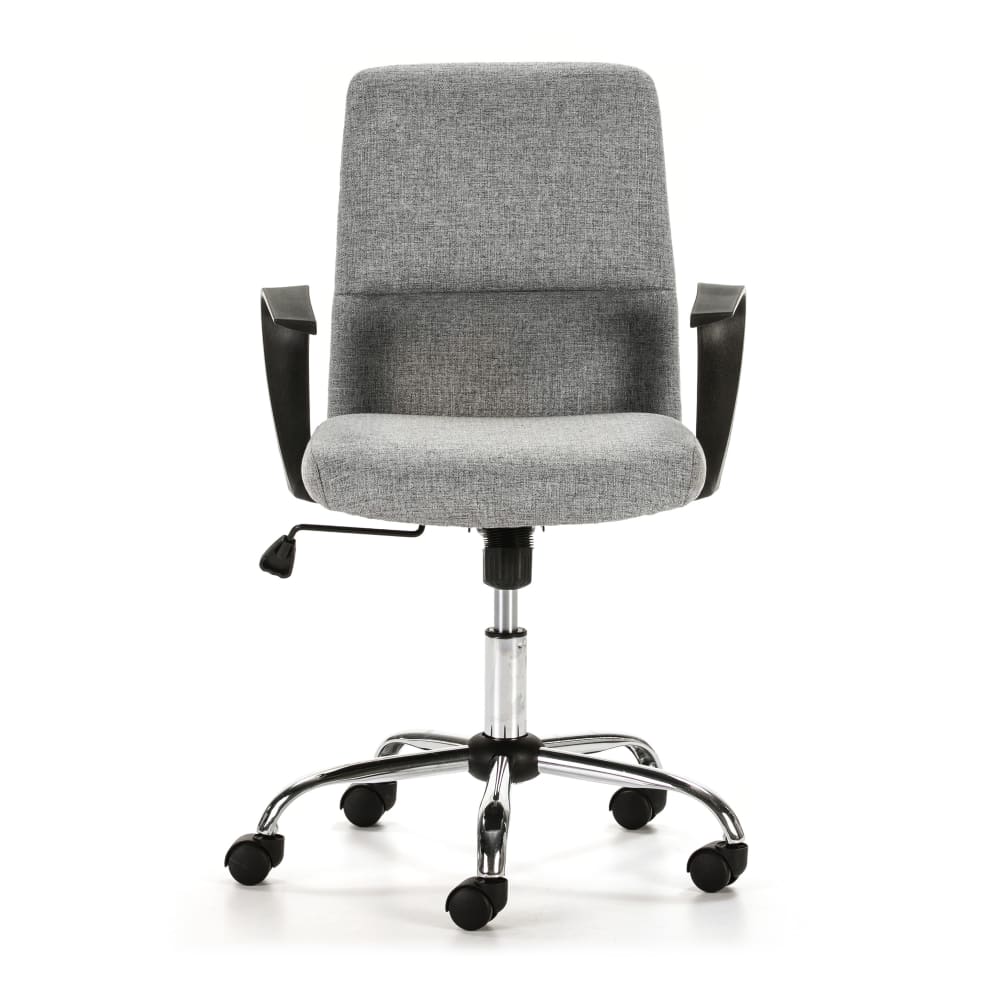 Fauteuil de bureau HOMN Teo matelassé en tissu gris clair avec accoudoirs noirs — vue 3