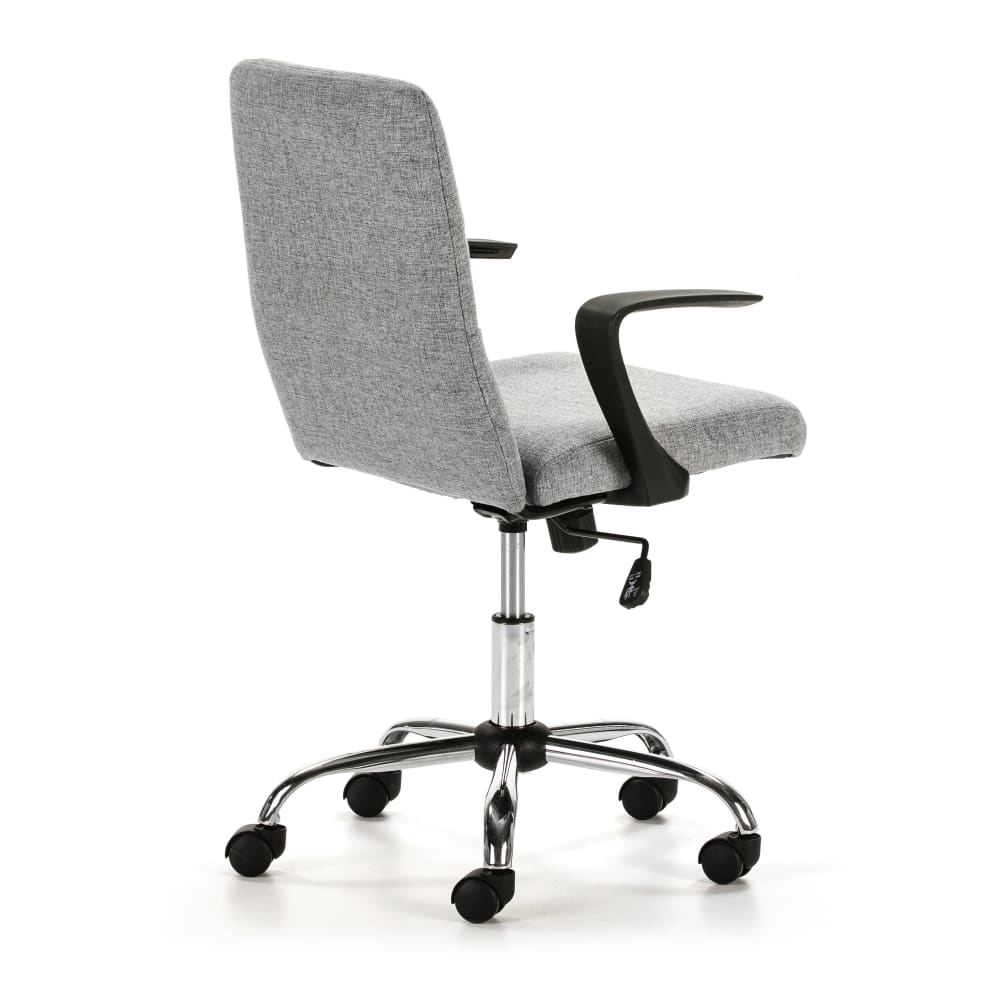 Fauteuil de bureau HOMN Teo matelassé en tissu gris clair avec accoudoirs noirs — vue 4